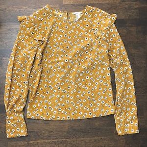 Mustard floral blouse